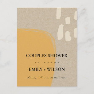 MODERN ABSTRACT KRAFT RUST ORANGE COUPLES SHOWER INVITATION POSTCARD