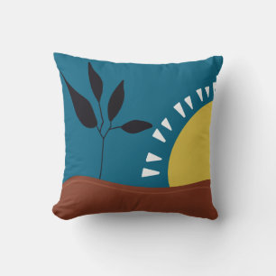 Modern abstract landscape sun minimalist cushion
