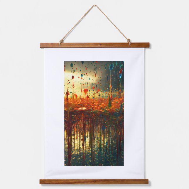 Modern Abstract Landscape Wood Wall Hanging  Tapestry (Front)