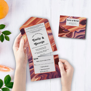 Modern Abstract Lava Oil Painting Minimal Wedding All In One Invitation