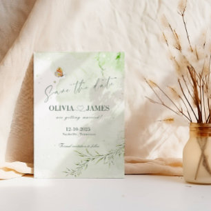 Modern Abstract Leaves Save the Date Wedding Card