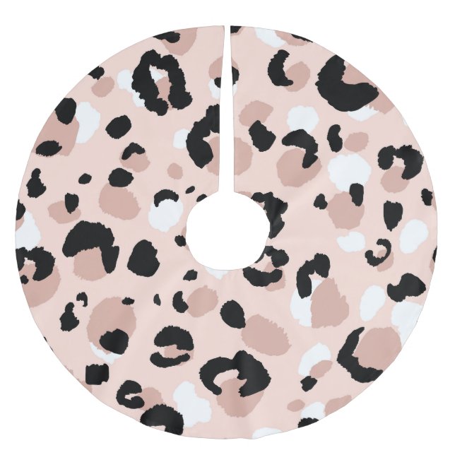 Modern Abstract Leopard Animal Print Brushed Polyester Tree Skirt (Front)