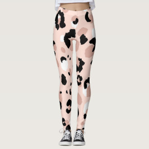 Modern Abstract Leopard Animal Print Leggings