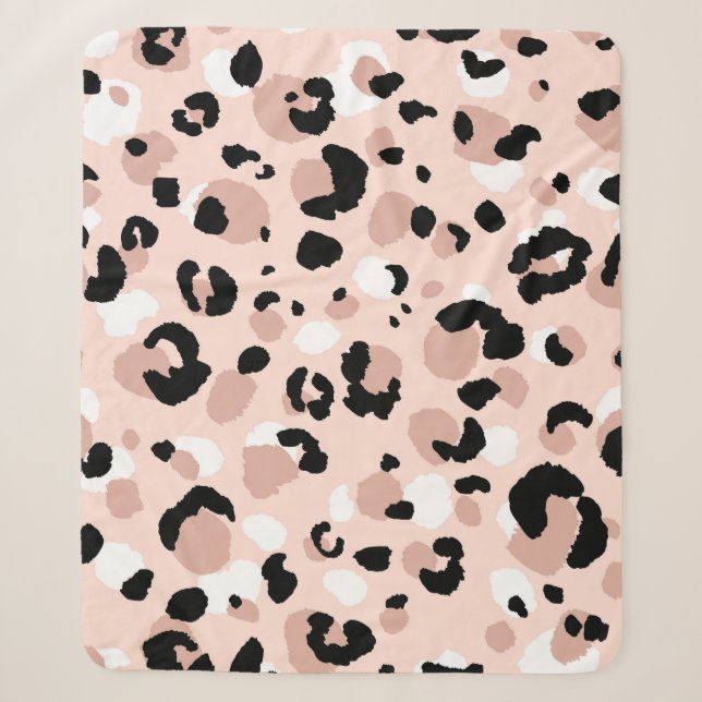 Modern Abstract Leopard Animal Print Sherpa Blanket (Front)