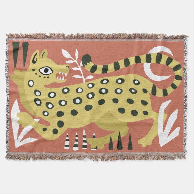 Modern Abstract Leopard Throw Blanket (Front)