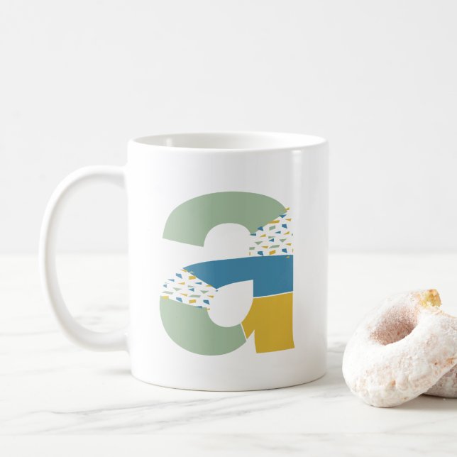 Modern Abstract Letter A Monogram Initial Coffee Mug (With Donut)