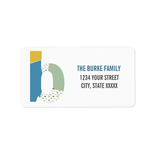 Modern Abstract Letter B Monogram Initial Address Label (Front)