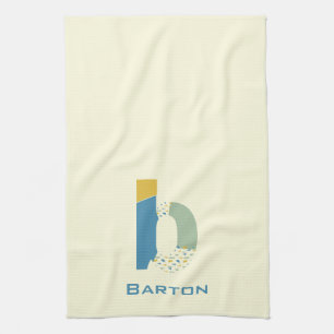 Modern Abstract Letter B Monogram Initial Tea Towel