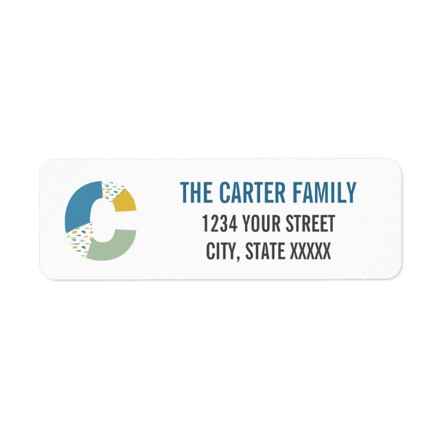 Modern Abstract Letter C Monogram Initial Address (Front)