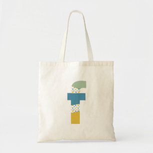 Modern Abstract Letter F Monogram Initial Tote Bag