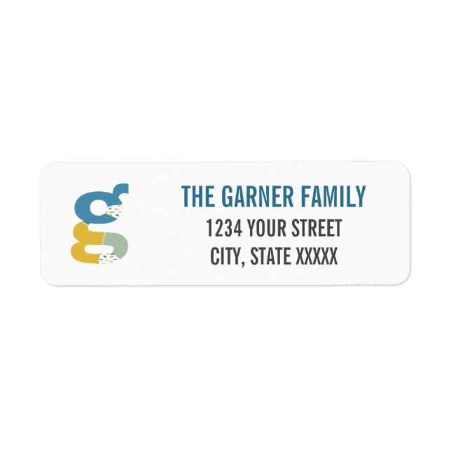 Modern Abstract Letter G Monogram Initial Address (Front)