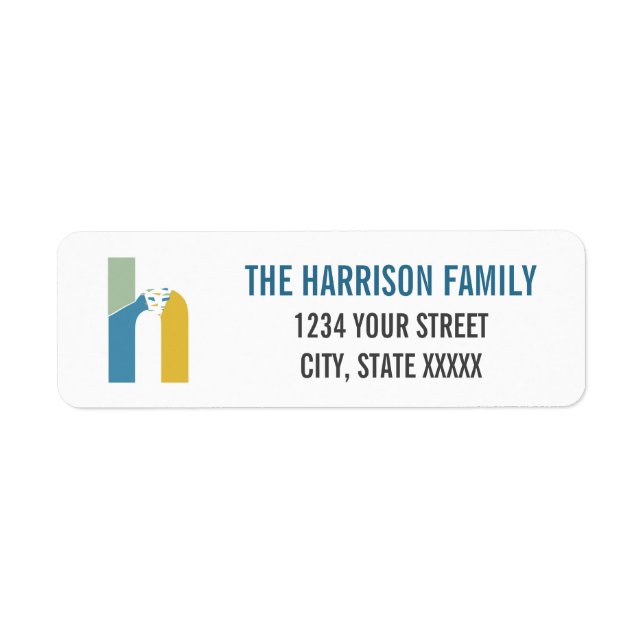 Modern Abstract Letter H Monogram Initial Address (Front)