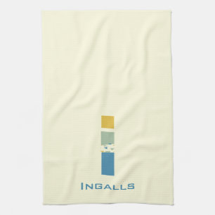 Modern Abstract Letter I Monogram Initial Tea Towel