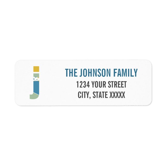 Modern Abstract Letter J Monogram Initial Address (Front)