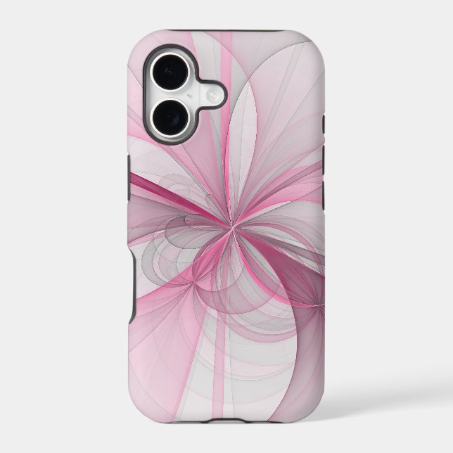 Modern Abstract Light Pink Gray Fractal Design (Back)