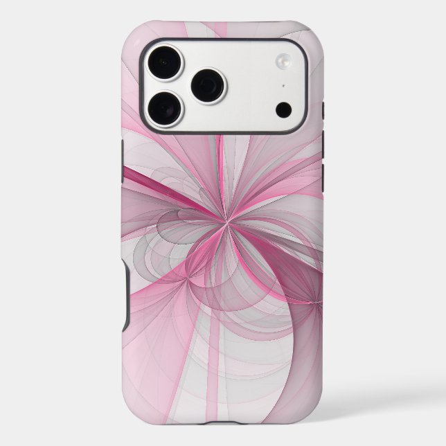 Modern Abstract Light Pink Gray Fractal Design (Back)