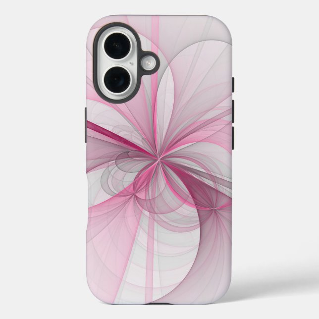 Modern Abstract Light Pink Grey Fractal Design Case-Mate iPhone Case (Back)