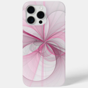 Modern Abstract Light Pink Grey Fractal Design iPhone 15 Pro Max Case