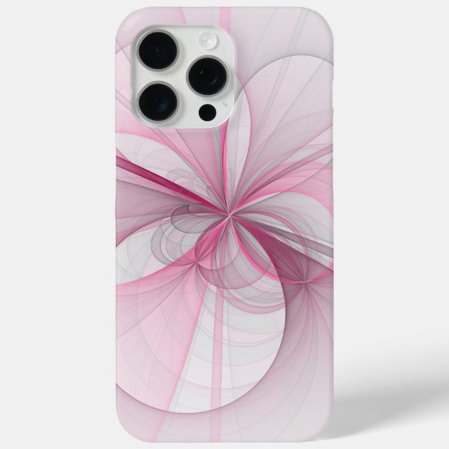 Modern Abstract Light Pink Grey Fractal Design Case-Mate iPhone Case (Back)
