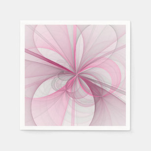 Modern Abstract Light Pink Grey Fractal Design Napkin
