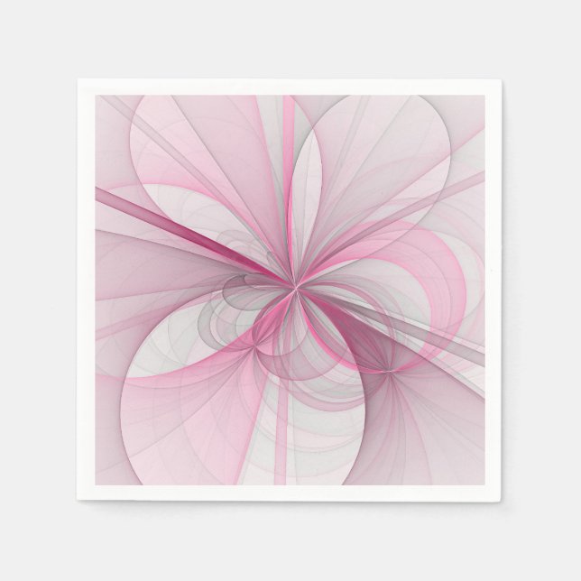 Modern Abstract Light Pink Grey Fractal Design Napkin (Front)