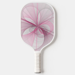 Modern Abstract Light Pink Grey Fractal Design Pickleball Paddle
