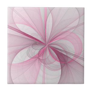 Modern Abstract Light Pink Grey Fractal Design Tile