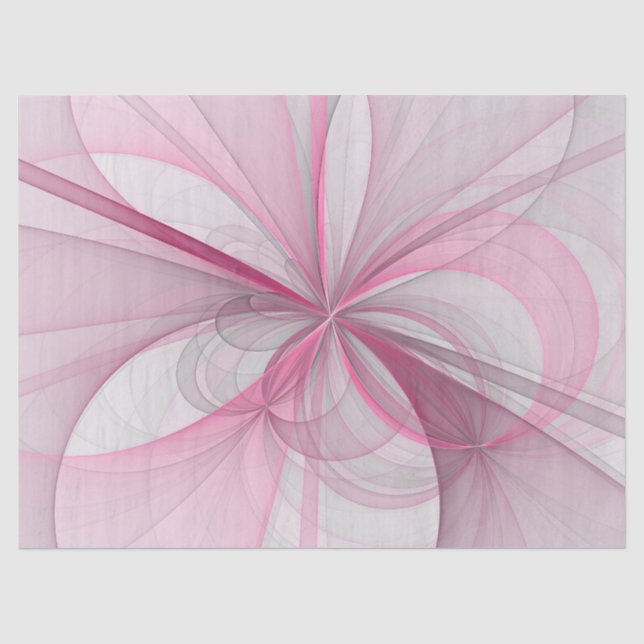 Modern Abstract Light Pink Grey Fractal Design Tissue Paper (Front)