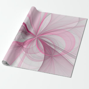 Modern Abstract Light Pink Grey Fractal Design Wrapping Paper