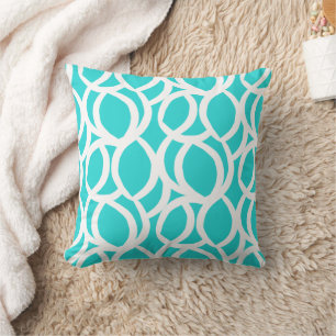 Modern Abstract Light Teal and White Pattern Cushion