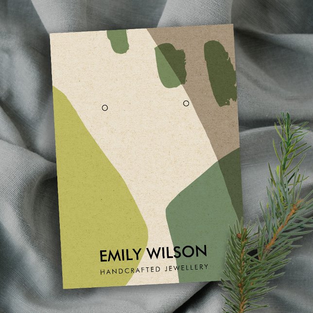 MODERN ABSTRACT LIME GREEN ART EARRING DISPLAY BUSINESS CARD (Creator Uploaded)