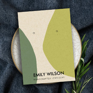 MODERN ABSTRACT LIME GREEN KRA ART EARRING DISPLAY BUSINESS CARD