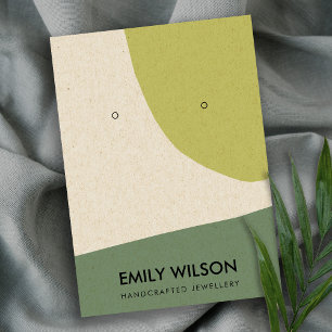 MODERN ABSTRACT LIME GREEN KRAFT EARRING DISPLAY BUSINESS CARD