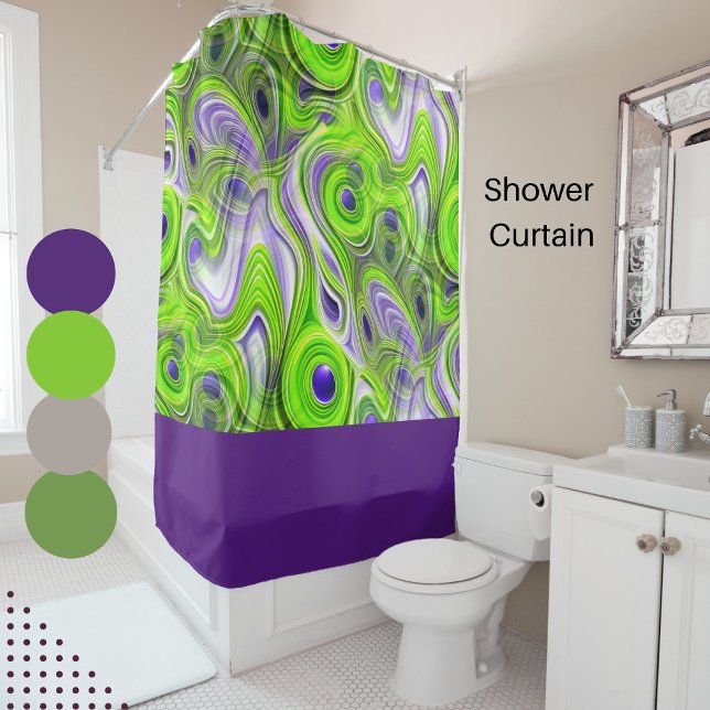 Modern Abstract Lime Green, Purple and Yellow  Shower Curtain (Creator Uploaded)
