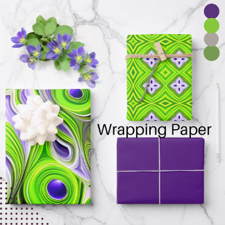 Modern Abstract Lime Green, White and Yellow Wrapping Paper Sheet