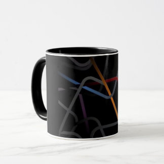 Modern Abstract Line Art Black Mug | Minimalist Co