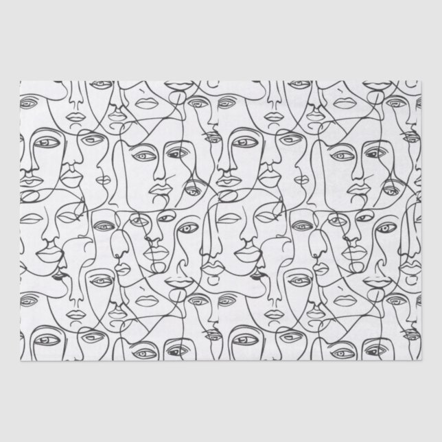 Modern Abstract Line Art Feminist Tissue Paper (Front)