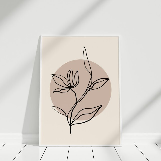 Modern Abstract Line Art Flower Poster (Modern Abstract Line Art Flower Poster in white frame)