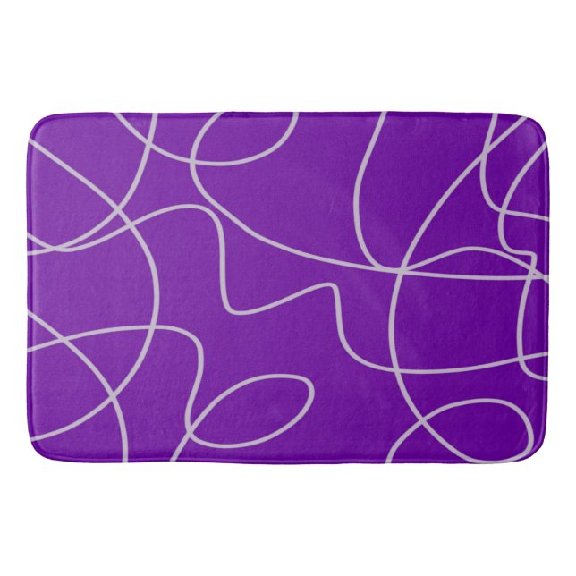 Modern Abstract Line Art in Purple Bath Mat (Front)