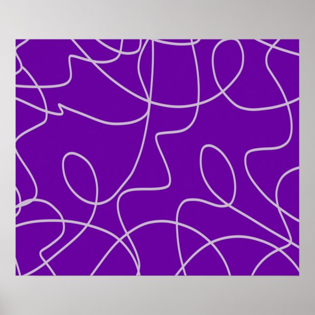 Modern Abstract Line Art in Purple Poster (Front)