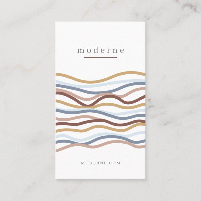 Modern Abstract Line Wave Pattern Design White Business Card (Front)