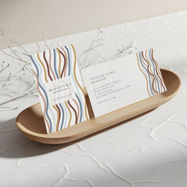 Modern Abstract Line Wave Pattern Design White Business Card (Modern Abstract Line Wave Pattern Design White Business Card)