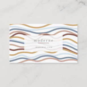 Modern Abstract Line Wave Pattern Design White Business Card