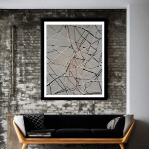 Modern Abstract Lineal gold black grey  Poster