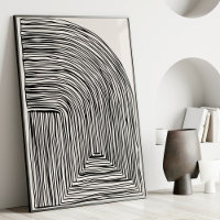 Modern Abstract Lines Black and White Wall Art