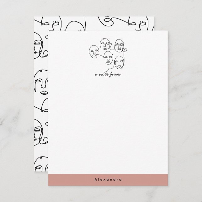 Modern Abstract Lines Faces Continuous Line Art Card (Front/Back)