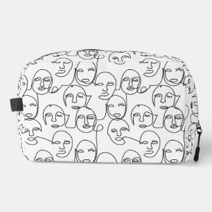 Modern Abstract Lines Faces Continuous Line Art Dopp Kit