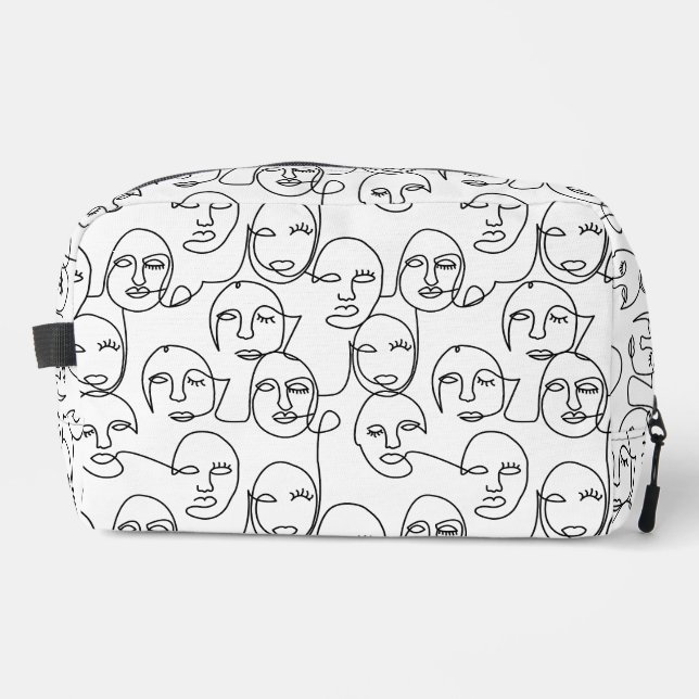 Modern Abstract Lines Faces Continuous Line Art Dopp Kit (Front)