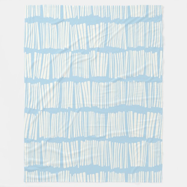 Modern Abstract Lines Pattern in Pastel Light Blue Fleece Blanket (Front)