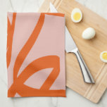 Modern Abstract Lines Peach And Burnt Orange Tea Towel<br><div class="desc">Abstract brushstrokes - abstract shapes in warm tones - peach and burnt orange.</div>